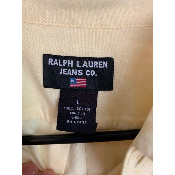 Ralph Lauren Jeans Co. Large Yellow Men's Button Down Long Sleeve Shirt - Picture 4 of 4
